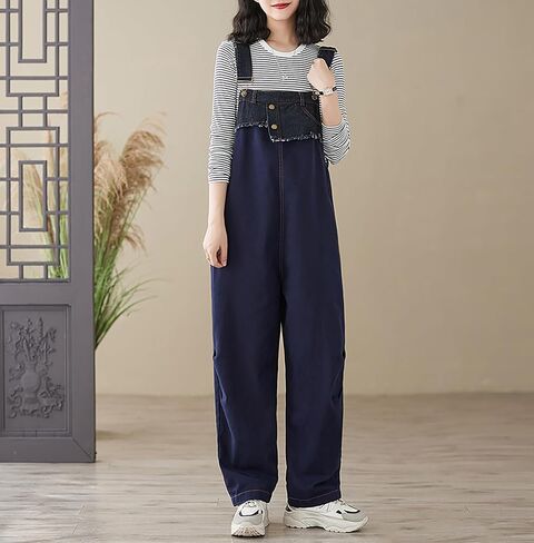 LAI MENG FIVE CATS Womens Denim Bib Pants Jumpsuits Straight Leg Jeans Adjustable Strap With Pockets Overalls in Saudi Arabia