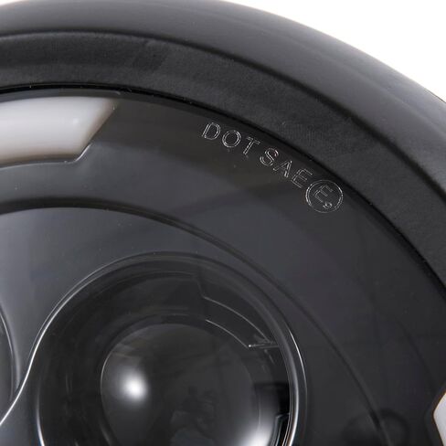 Round LED Motorcycle Headlight 7.5 inch with Mounting Brackets Assembly, Front Headlamp with Halo Ring Angel Eyes, Features Amber & White DRL High/Low Beam (Black) in Saudi Arabia