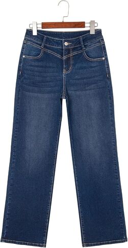 Sidefeel Women's High Waisted Straight Leg Jeans Stretchy Loose Wide Leg Denim Pants in Saudi Arabia