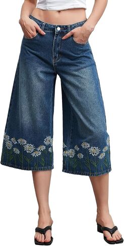 Kedera Women Casual Embroidered Wide Leg Denim Jeans 2025 Summer Trendy Baggy Pants Boyfriend Y2K Trousers in Saudi Arabia