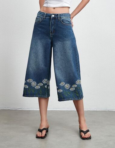 Kedera Women Casual Embroidered Wide Leg Denim Jeans 2025 Summer Trendy Baggy Pants Boyfriend Y2K Trousers in Saudi Arabia