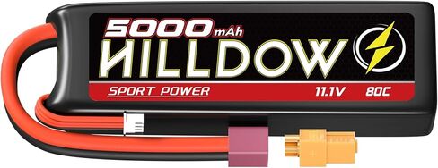 Hilldow 11.4V 3S Lipo Battery 100C 4000mAh بطارية قصيرة مع موصل XT60 لطائرات الهليكوبتر الصخرية الزاحفة ونماذج سباق القوارب بدون طيار (عبوتان) in Kuwait