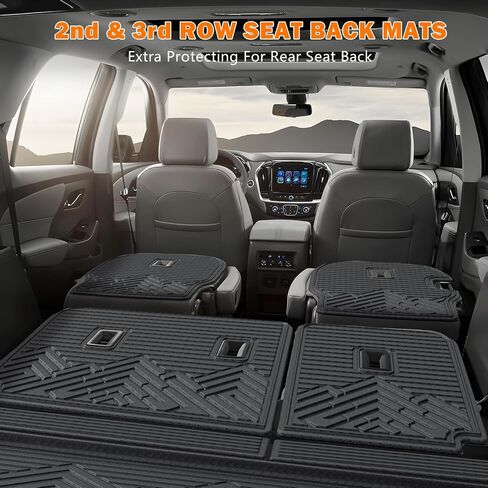حصيرة Kust Floor for Chevy Traverse 2018-2023 (7 مقاعد) ، جميع بطانات الطقس ، حصيرة الشحن ، مسند الظهر الثاني والثالث ، حصيرة TPE Trunk ، ملحقات عالية الجانبية. in Kuwait