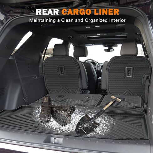 حصيرة Kust Floor for Chevy Traverse 2018-2023 (7 مقاعد) ، جميع بطانات الطقس ، حصيرة الشحن ، مسند الظهر الثاني والثالث ، حصيرة TPE Trunk ، ملحقات عالية الجانبية. in Kuwait