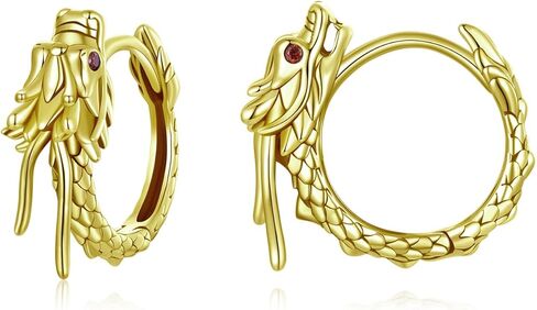MUNDELL 925 Sterling Silver Vintage Dragon Huggie Hoop Earrings Angel Wings Hypoallergenic Ear Buckles for Women Jewelry Gift in Saudi Arabia