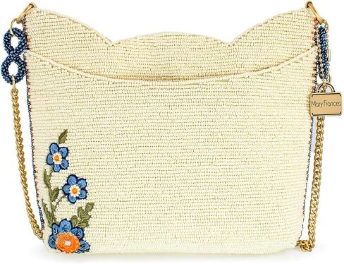 Mary Frances Shaggy Chic Beded Crossbody حقيبة يد مع كلب مرعب و Butterfly Motif Pet Lover Bag Evening Bag ، العاج in Saudi Arabia
