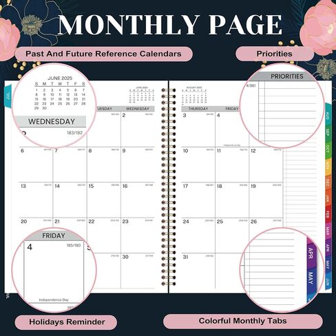 2025-2026 Planner - Planner 2025-2026, July 2025 - June 2026, Academic Planner 2025-2026, Weekly & Monthly Spreads, 8'' x 10", Monthly Tabs, Twin-wire Binding in Saudi Arabia