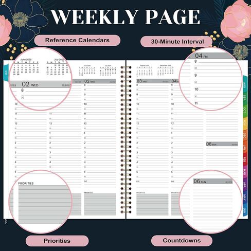 2025-2026 Planner - Planner 2025-2026, July 2025 - June 2026, Academic Planner 2025-2026, Weekly & Monthly Spreads, 8'' x 10", Monthly Tabs, Twin-wire Binding in Saudi Arabia