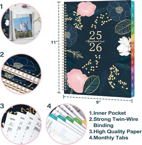 2025-2026 Planner - Planner 2025-2026, July 2025 - June 2026, Academic Planner 2025-2026, Weekly & Monthly Spreads, 8'' x 10", Monthly Tabs, Twin-wire Binding in Saudi Arabia