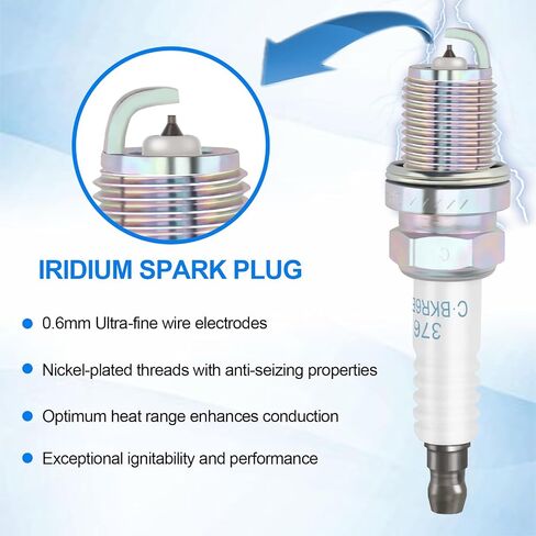 Iridium Spark Plugs Bujias Compatible with Toyota Camry 1992-2011 for Honda Civic 1999-2000 for Nissan Sentra 1991-1999 Replaces 3764 6418 XS63 3540 XP3923 BKR6EIX11 1UNA18110 9900079K60KR6 Set of 6 in Saudi Arabia