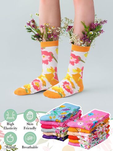 Ramede 48 Pairs Flower Socks for Women Novelty Funny Floral Crew Socks Bulk Colorful Sock Gifts for Ladies Men Dress in Saudi Arabia