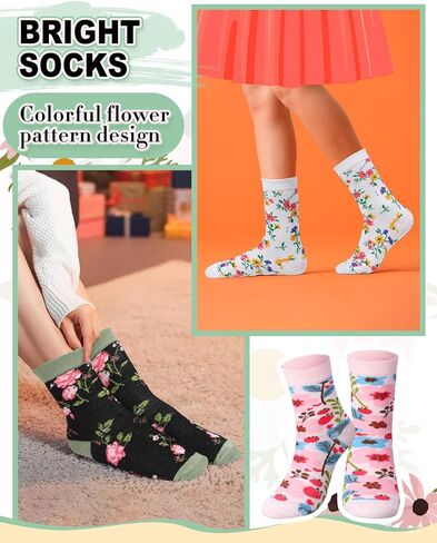 Ramede 48 Pairs Flower Socks for Women Novelty Funny Floral Crew Socks Bulk Colorful Sock Gifts for Ladies Men Dress in Saudi Arabia