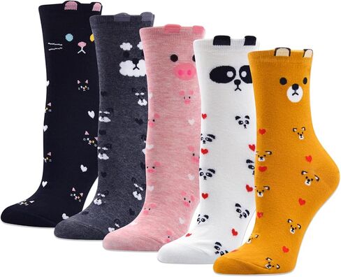 IIG Women's Funny Crew Socks Novelty Cute Patterned Socks 5 Pairs Gifts for Girls in Saudi Arabia