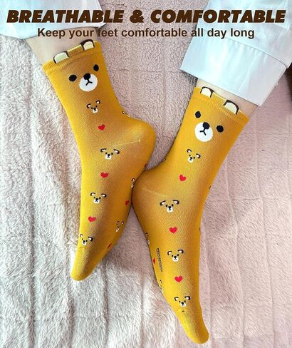 IIG Women's Funny Crew Socks Novelty Cute Patterned Socks 5 Pairs Gifts for Girls in Saudi Arabia