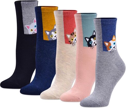 IIG Women's Funny Crew Socks Novelty Cute Patterned Socks 5 Pairs Gifts for Girls in Saudi Arabia