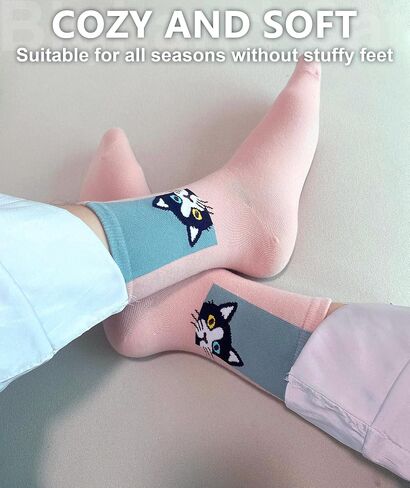 IIG Women's Funny Crew Socks Novelty Cute Patterned Socks 5 Pairs Gifts for Girls in Saudi Arabia