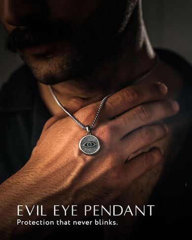RTZN® Pendant Necklace for Men – Premium Stainless Steel Silver Pendant Necklace with 22" Chain + 2" Extension – Waterproof & Non-Tarnish Small Pendants for Men – Bold Symbols of Strength & Legacy in Kuwait