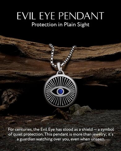 RTZN® Pendant Necklace for Men – Premium Stainless Steel Silver Pendant Necklace with 22" Chain + 2" Extension – Waterproof & Non-Tarnish Small Pendants for Men – Bold Symbols of Strength & Legacy in Kuwait