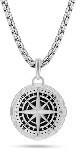 RTZN® Pendant Necklace for Men – Premium Stainless Steel Silver Pendant Necklace with 22" Chain + 2" Extension – Waterproof & Non-Tarnish Small Pendants for Men – Bold Symbols of Strength & Legacy in Kuwait