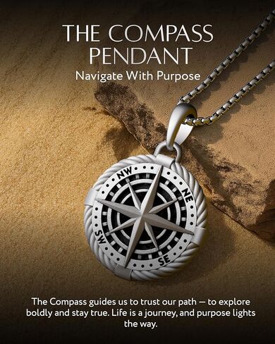 RTZN® Pendant Necklace for Men – Premium Stainless Steel Silver Pendant Necklace with 22" Chain + 2" Extension – Waterproof & Non-Tarnish Small Pendants for Men – Bold Symbols of Strength & Legacy in Kuwait