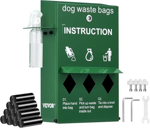 VEVOR Dog Waste Station, Commercial Dog Poop Station, 11.5 Gallons Pet Waste Bin with 50 Can Liners, Bag Dispenser & 600 Waste Bags, Outdoor Dog Waste Disposal System for Backyard in Saudi Arabia