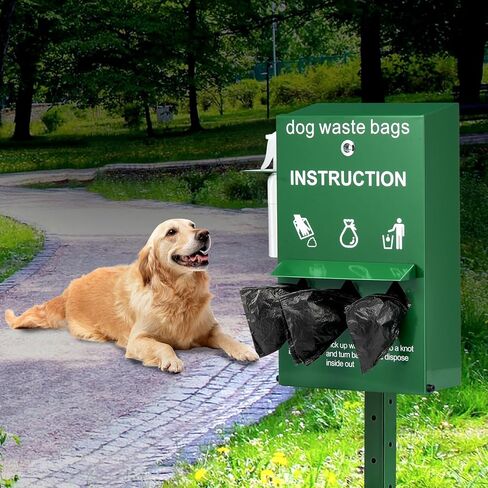 VEVOR Dog Waste Station, Commercial Dog Poop Station, 11.5 Gallons Pet Waste Bin with 50 Can Liners, Bag Dispenser & 600 Waste Bags, Outdoor Dog Waste Disposal System for Backyard in Saudi Arabia