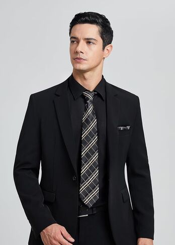 Hisdern Mens Dress Shirt و Tie Clankerchief مجموعة قمصان كلاسيكية طويلة الأكمام مطابقة للعلاقات زر رسمية أسفل القمصان أسفل القمصان in Saudi Arabia