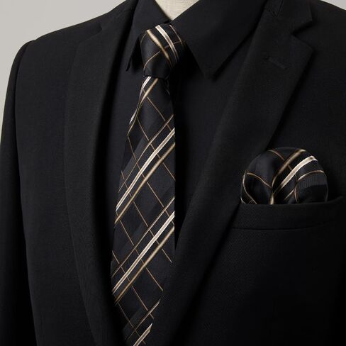 Hisdern Mens Dress Shirt و Tie Clankerchief مجموعة قمصان كلاسيكية طويلة الأكمام مطابقة للعلاقات زر رسمية أسفل القمصان أسفل القمصان in Saudi Arabia