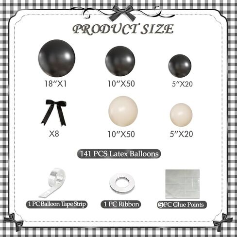 Black and White Balloon Arch Kit 141 Pcs Coquette Birthday Decorations Include Black White Balloon and Black Bow for Wedding Birthday Baby Shower Gender Reveal Black Bow Birthday Decorations in Kuwait