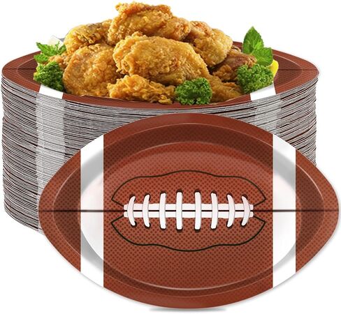 50 PCS Football Paper Plates 9.4 Inch Large Football Shaped Disposable Plates for Sports Events, Football Birthdays & Tailgate Party Decorations in Saudi Arabia