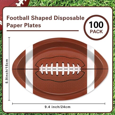 50 PCS Football Paper Plates 9.4 Inch Large Football Shaped Disposable Plates for Sports Events, Football Birthdays & Tailgate Party Decorations in Saudi Arabia