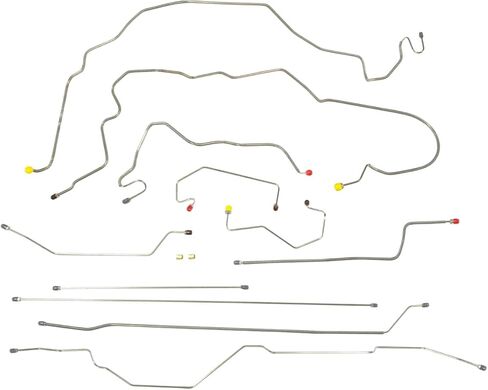 Inline Tube Compatible with 1997-03 Ford F150 2WD, All Cab & Bed Lengths, Rear Drum Four-Wheel ABS Complete Brake Line Kit 9pc Stainless in Kuwait
