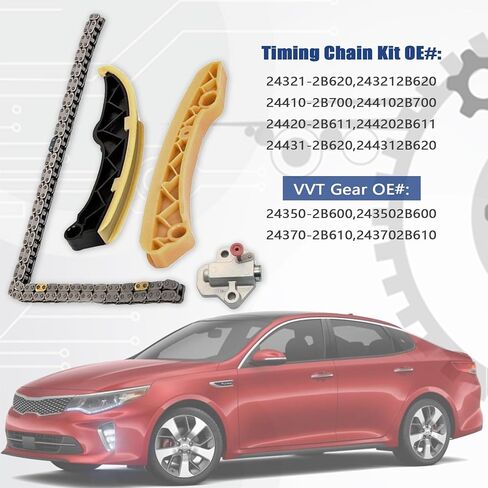 سلسلة توقيت GXARTS مع عادم مدخل VVT GEAR SPROCKET متوافق مع Hyundai Ascent Veloster Elantra Sonata Tucson Kia Rio Soul Forte5 Optima 1.6L 2011-2019 243212B620 244202B611 243502B600 in Saudi Arabia