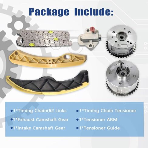 سلسلة توقيت GXARTS مع عادم مدخل VVT GEAR SPROCKET متوافق مع Hyundai Ascent Veloster Elantra Sonata Tucson Kia Rio Soul Forte5 Optima 1.6L 2011-2019 243212B620 244202B611 243502B600 in Saudi Arabia