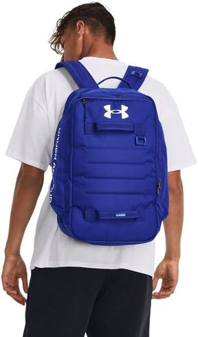 حقيبة ظهر Under Armour UA تحتوي على حقيبة ظهر - مقاومة للماء OSFM، باللون الأحمر والفضي المعدني in Kuwait