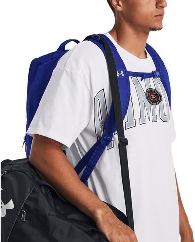 حقيبة ظهر Under Armour UA تحتوي على حقيبة ظهر - مقاومة للماء OSFM، باللون الأحمر والفضي المعدني in Kuwait