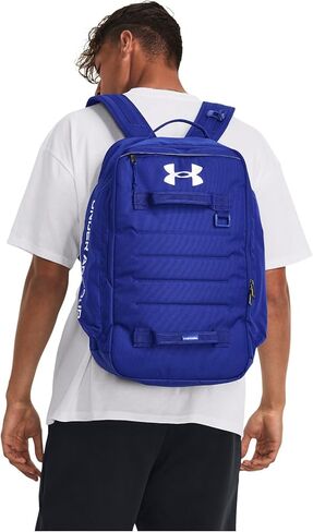 حقيبة ظهر Under Armour UA تحتوي على حقيبة ظهر - مقاومة للماء OSFM، باللون الأحمر والفضي المعدني in Kuwait