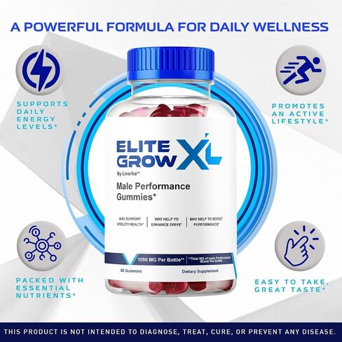 Elite Grow XL Gummies, Official EliteGrow XL Gummies, EliteGrow XL for Men Gummies, Elite Grow XL Supplement Support Gummies Premium Formula - All Natural Gummys, 60 Gummies for 1 Month in Saudi Arabia