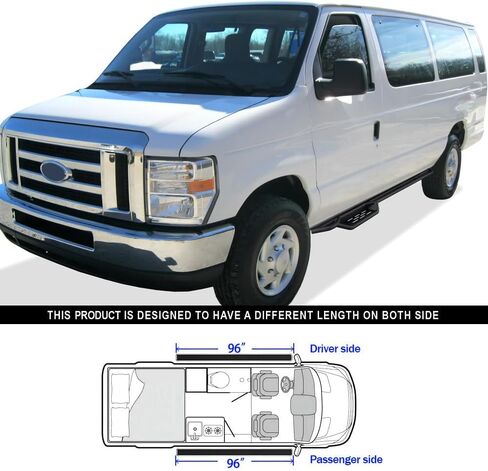 HD Ridez Drop Down Style Running Boards Side Step Compatible with Ford Econoline 1999-2014 Full Size Van in Saudi Arabia