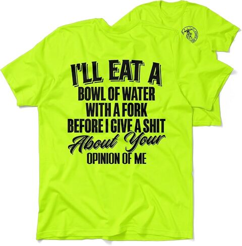 Hi Vis, Hi Viz Opinion of Me Cotton/Poly Blend Half-Sleeve Safety T-Shirt, Funny Work Shirts for Men, Safety Yellow in Saudi Arabia