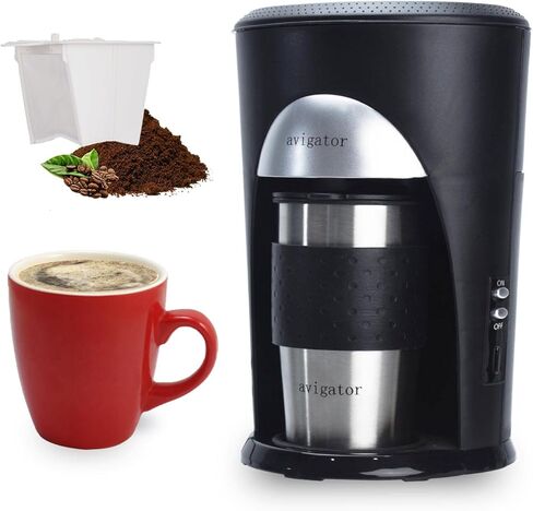 ماكينة صنع القهوة الفردية، ماكينة صنع القهوة بكوب واحد للقهوة المطحونة، ماكينة تحضير القهوة بالتنقيط الشخصية مع كوب سفر سعة 10 أونصة وفلتر قهوة قابل لإعادة الاستخدام (أخضر فاتح) in Kuwait