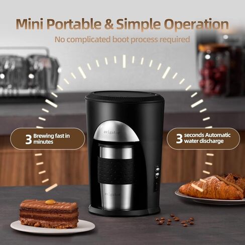ماكينة صنع القهوة الفردية، ماكينة صنع القهوة بكوب واحد للقهوة المطحونة، ماكينة تحضير القهوة بالتنقيط الشخصية مع كوب سفر سعة 10 أونصة وفلتر قهوة قابل لإعادة الاستخدام (أخضر فاتح) in Kuwait