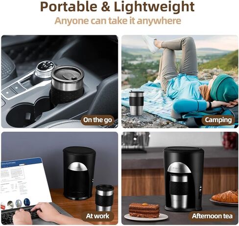 ماكينة صنع القهوة الفردية، ماكينة صنع القهوة بكوب واحد للقهوة المطحونة، ماكينة تحضير القهوة بالتنقيط الشخصية مع كوب سفر سعة 10 أونصة وفلتر قهوة قابل لإعادة الاستخدام (أخضر فاتح) in Kuwait