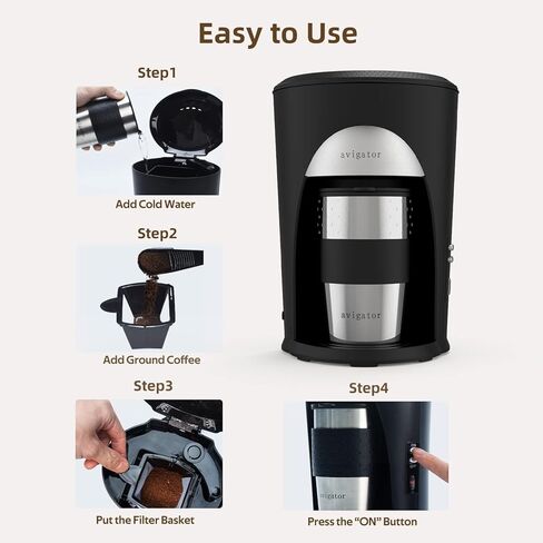 ماكينة صنع القهوة الفردية، ماكينة صنع القهوة بكوب واحد للقهوة المطحونة، ماكينة تحضير القهوة بالتنقيط الشخصية مع كوب سفر سعة 10 أونصة وفلتر قهوة قابل لإعادة الاستخدام (أخضر فاتح) in Kuwait