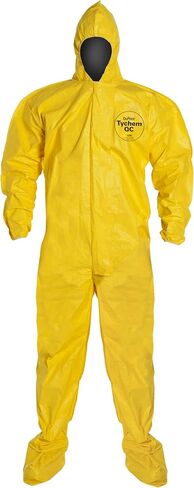 Dupont Tychem 2000 QC122B Coverall مقاومة للكيميائية القابلة للتصرف مع غطاء محرك السيارة والكفة المرنة ، الأصفر ، 3x-large (حزمة 12) in Saudi Arabia