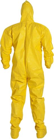 Dupont Tychem 2000 QC122B Coverall مقاومة للكيميائية القابلة للتصرف مع غطاء محرك السيارة والكفة المرنة ، الأصفر ، 3x-large (حزمة 12) in Saudi Arabia