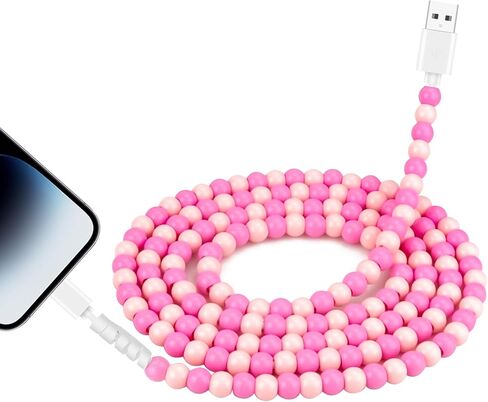 Coolden for iPhone Charger Cord 3.3FT USB to iPhone Cable 66W Cute Purple Beaded iPhone Charger Fast Charging Cable for Women Car Accessories for iPhone 14 13 12 11 Pro Max XR XS,iPad Pro/Air/Mini in Kuwait