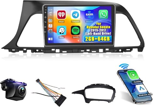 Hikity Android Car Stereo for Hyundai Sonata 2015-2017 (LHD) راديو 2+64 جيجابايت 9 بوصة تعمل باللمس راديو السيارة اللاسلكي Carplay Android Auto دعم نظام تحديد المواقع والملاحة واي فاي بلوتوث FM EQ كاميرا احتياطية in Saudi Arabia