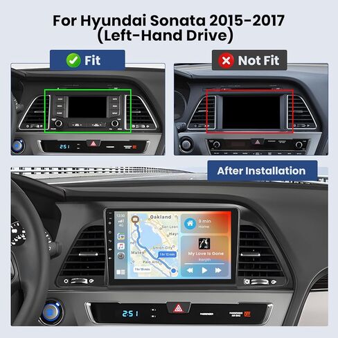 Hikity Android Car Stereo for Hyundai Sonata 2015-2017 (LHD) راديو 2+64 جيجابايت 9 بوصة تعمل باللمس راديو السيارة اللاسلكي Carplay Android Auto دعم نظام تحديد المواقع والملاحة واي فاي بلوتوث FM EQ كاميرا احتياطية in Saudi Arabia