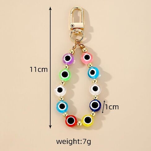 Fuqimanman2020 Colorful Evil Eye Beads Keychain Resin Blue Eye Bag Pendant Anti-Lost Accessories Suitable For Women Jewelry in Saudi Arabia